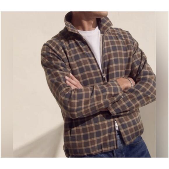 NWOT AYR Mens The Club Cafe Jacket Large Linen Blend Quiet Luxury Lined Brown